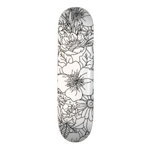 Ontwerp van Elegant Hand-tekenflorale doodles Skateboard
