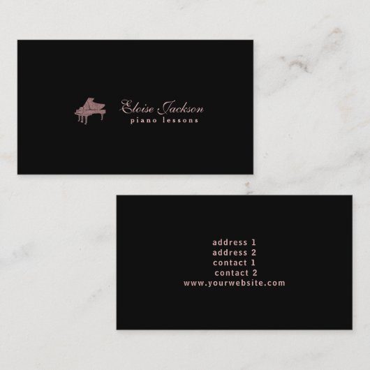 ontwerp van elegante pianolessen visitekaartje (Voorkant / Achterkant)