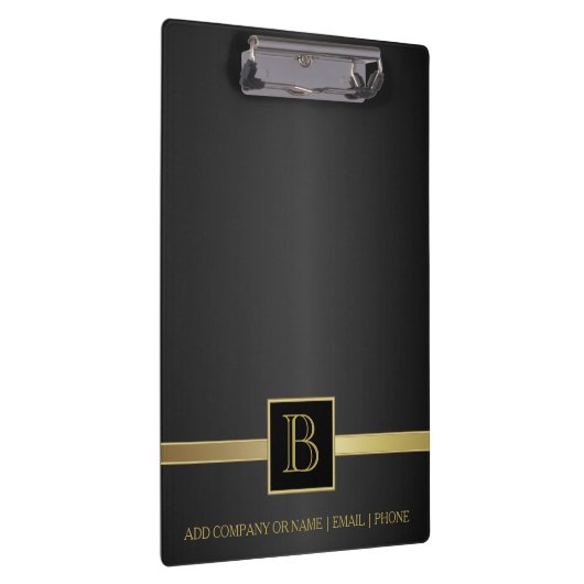 Ontwerp van Executive Black & Gold Monogram Klembord (Rechts)