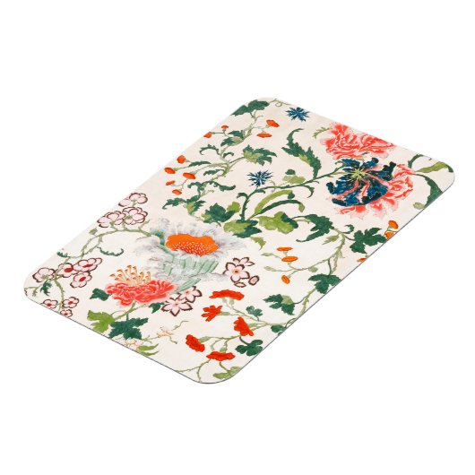 Ontwerp van fijne Chinese zijden bloem midden 18e  Magneet (Linkerzijde)