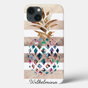 Ontwerp van Floral Pineapple Monogram iPhone 13 Hoesje