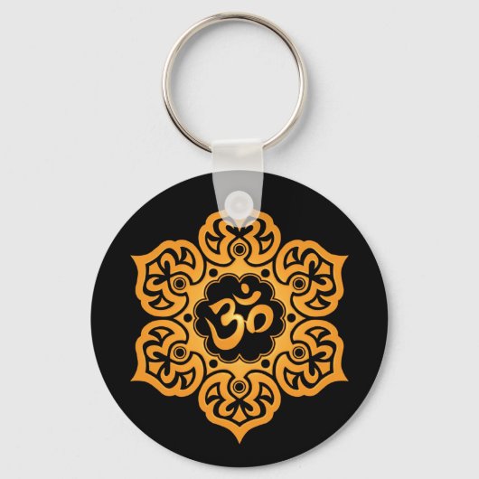 Ontwerp van Floral Yellow en Black Aum Sleutelhanger (Voorkant)