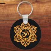 Ontwerp van Floral Yellow en Black Aum Sleutelhanger (Voorkant)