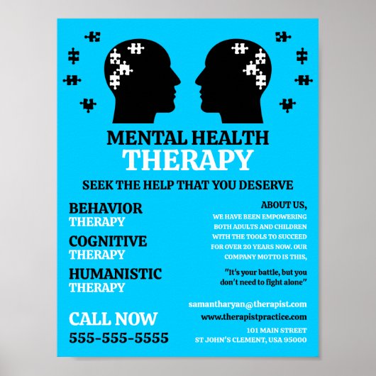 Ontwerp van geestelijke gezondheid, psychotherapeu poster (Voorkant)