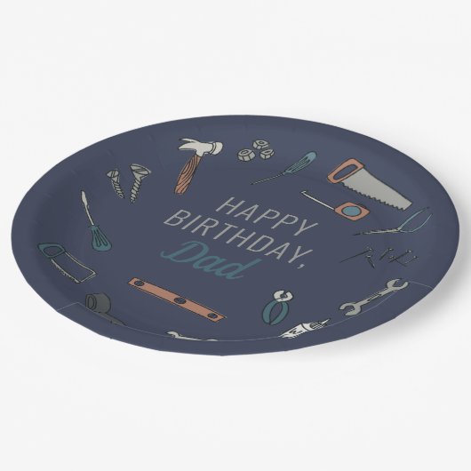 Ontwerp van geïllustreerde gereedschappen voor man papieren bordje (Gekanteld)