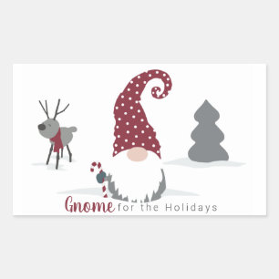 Ontwerp van Gnome en Reindeer Scandinavian Tomte Rechthoekige Sticker