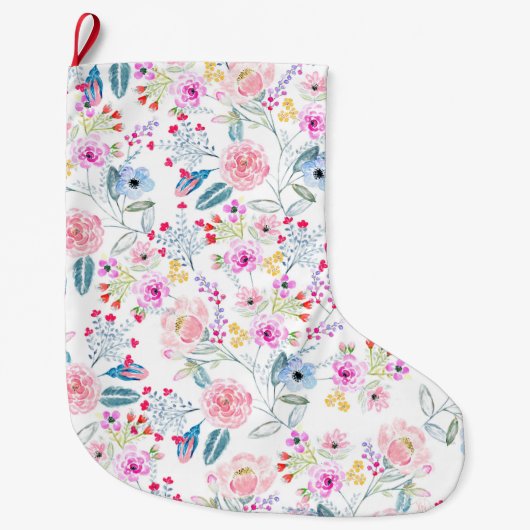 ontwerp van handverf voor florale Waterverf Grote Kerstsok (Voorkant)