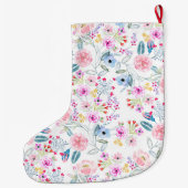 ontwerp van handverf voor florale Waterverf Grote Kerstsok (Achterkant)