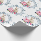 Ontwerp van het Floral Easter Rabbit Cadeaupapier (Hoek)
