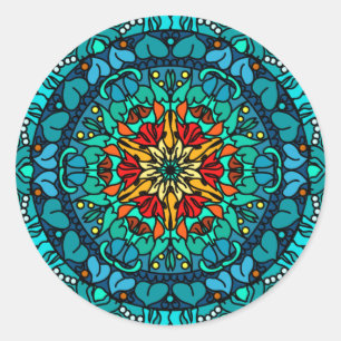 Ontwerp van het heldere Bohemian Boho Mandala Chic Ronde Sticker