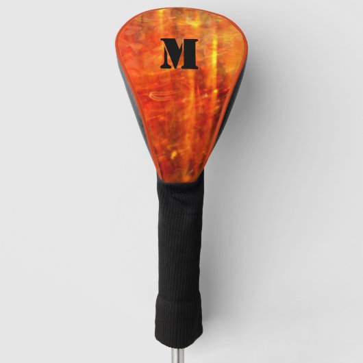 Ontwerp van het Hot Oranje Flaming Monogram Golfheadcover (Voorkant)