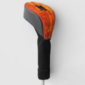 Ontwerp van het Hot Oranje Flaming Monogram Golfheadcover (Schuin)