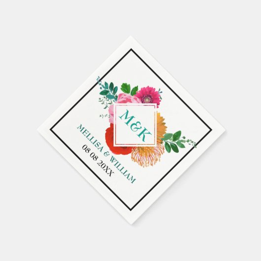 Ontwerp van het Huwelijk van de Bloemen van Servetten (Hoek)