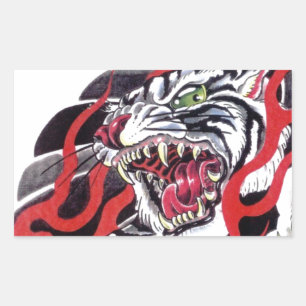 Ontwerp van het Japanse Tattoo - Witte tijger Rechthoekige Sticker