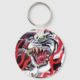 Ontwerp van het Japanse Tattoo - Witte tijger Sleutelhanger