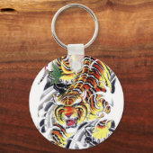 Ontwerp van het Japanse tijgerTattoo Sleutelhanger (Voorkant)