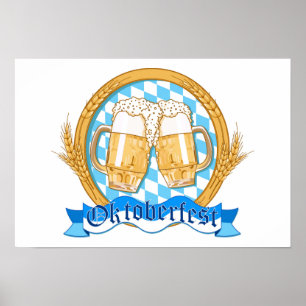 Ontwerp van het Oktoberfest-label met bierbril Poster