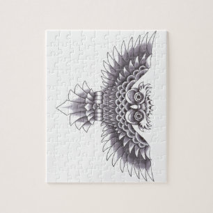 Ontwerp van het oude Tattoo van de School Owl Legpuzzel