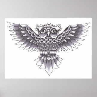 Ontwerp van het oude Tattoo van de School Owl Poster
