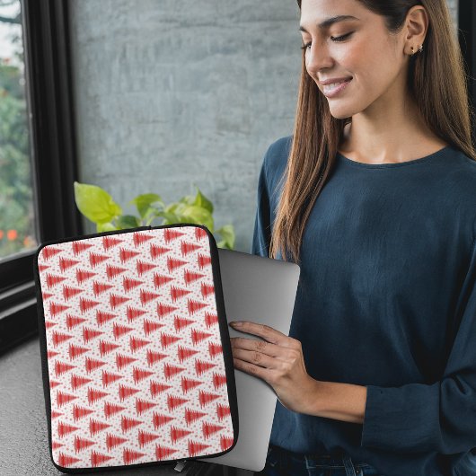 Ontwerp van het rode kerstboompatroon laptop sleeve