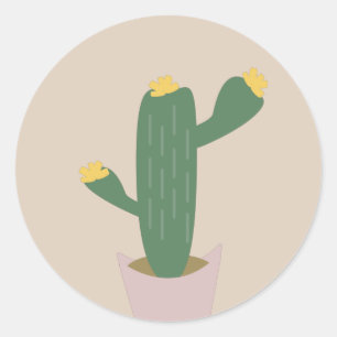 Ontwerp van hoge cactus zwaaiende kamerplant ronde sticker