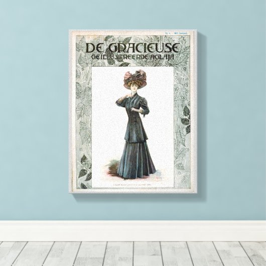 ontwerp van illustratie van Mode dame Canvas Afdruk (Insitu (Houten vloer))