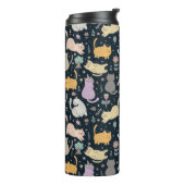 Ontwerp van katten en bloemen Thermische trommel Thermosbeker (Gedraaid links)