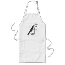 Ontwerp van keukenlogo op schort | Keukenmes en po