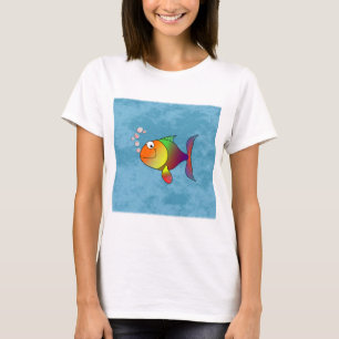 Ontwerp van kleurrijke regenboogvisserij-Cartoon T-shirt