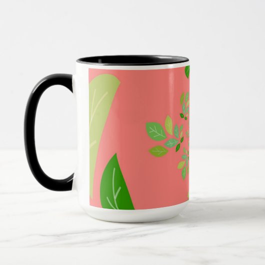 Ontwerp van koraal en groen leder mok (Links)