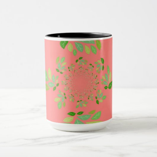 Ontwerp van koraal en groen leder mok (Midden)