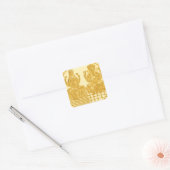 ONTWERP VAN LAKSHMI- EN GANESH GOLD-MUNTEN VIERKANTE STICKER (Envelop)