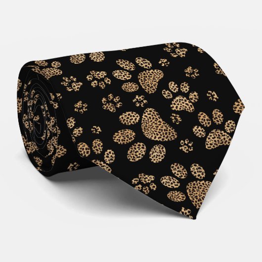 Ontwerp van leopard Spot Paw-printers Stropdas (Opgerold)