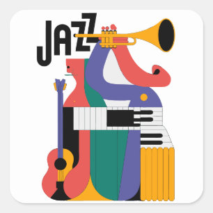 ontwerp van muziekinstrumenten vierkante sticker