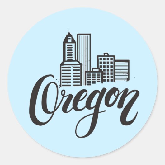 Ontwerp van Oregon Typografie Ronde Sticker (Voorkant)
