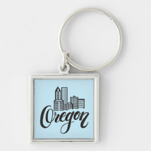 Ontwerp van Oregon Typografie Sleutelhanger