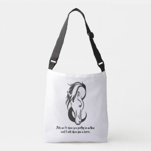 Ontwerp van paarden met gedichten in een bewegings crossbody tas