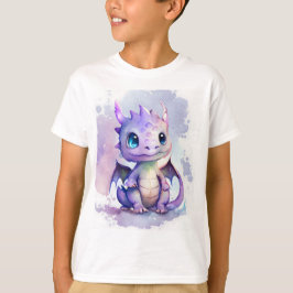 Ontwerp van Paarse Baby dragon Waterverf T-shirt