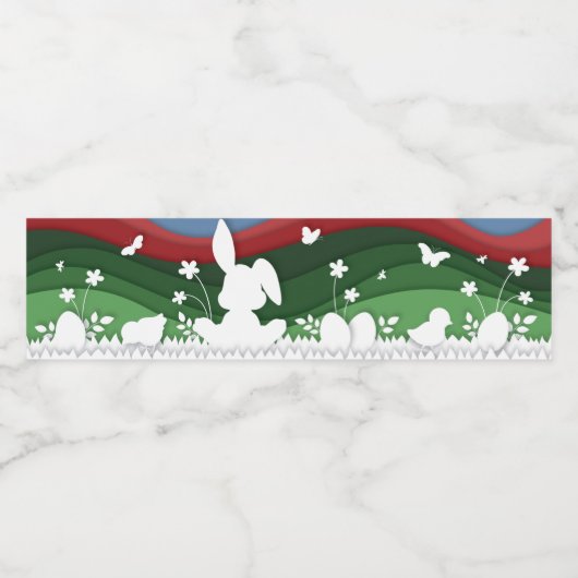 Ontwerp van paasmakreel met kleurrijke papercut-fe waterfles etiket (Enkel label)