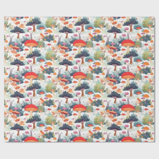 Ontwerp van paddenstoelen en bomen cadeaupapier (Vlak)