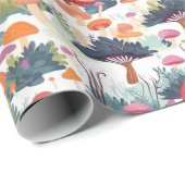 Ontwerp van paddenstoelen en bomen cadeaupapier (Rol Hoek)