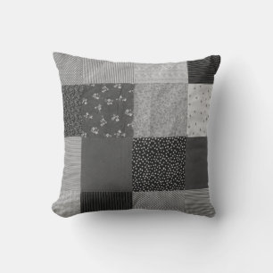 ontwerp van patchwork, zwart-wit kussen