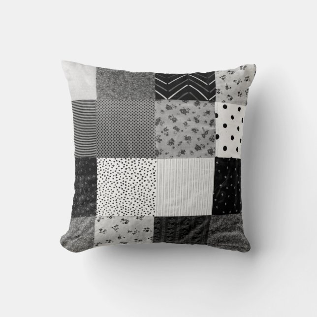  ontwerp van patchwork, zwart-wit kussen (Voorkant)