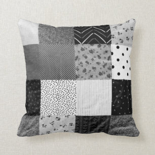 ontwerp van patchwork, zwart-wit kussen