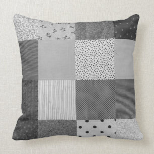 ontwerp van patchwork, zwart-wit kussen