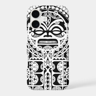 Ontwerp van polynesiaans tribaal tattoo met tiki-m