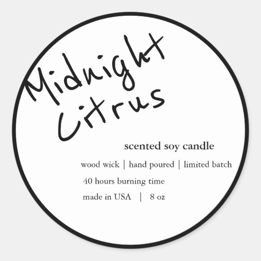 Ontwerp van productlabel kaarsen ronde sticker (Voorkant)