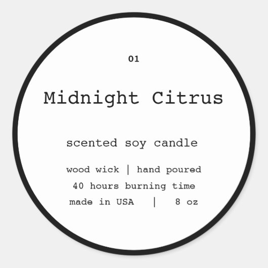 Ontwerp van productlabel kaarsen ronde sticker (Voorkant)