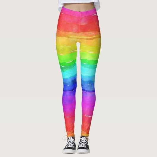 Ontwerp van regenboogstrips voor waterverf leggings (Voorkant)