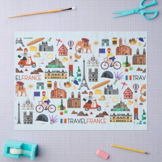 Ontwerp van reispictogrammen in Frankrijk Tissuepapier (Craft)